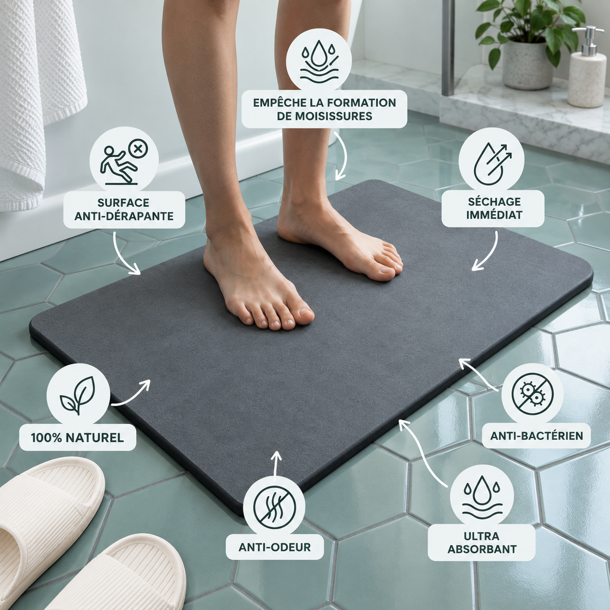 OSMORIA PURE™ - Le tapis de bain en diatomite